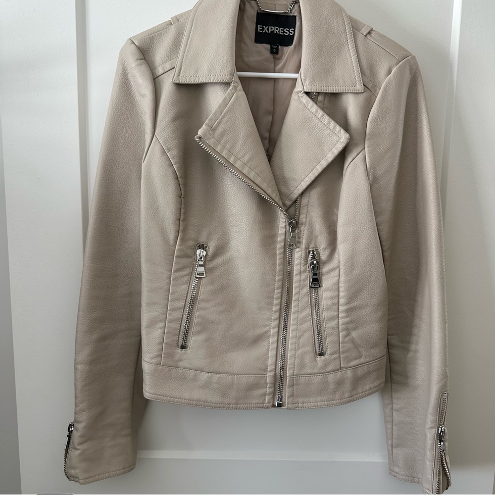 Express Beige Faux Leather Jacket